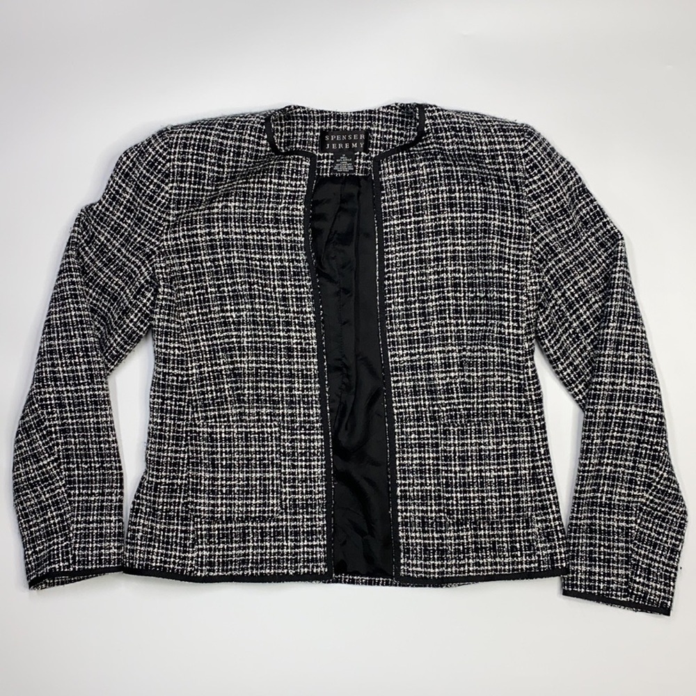 Spenser Jeremy Black and White Open Front Blazer Medium